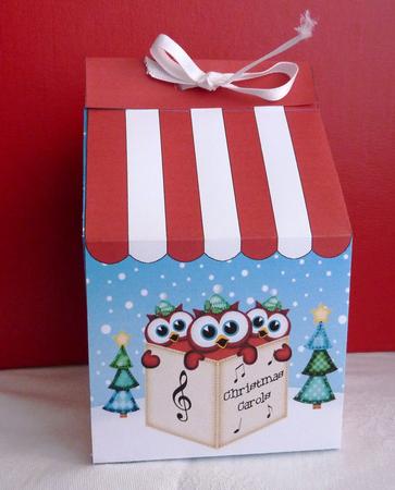 3D Xmas Owls Carton Money or Treat Box Mini Kit by Anne Jackson