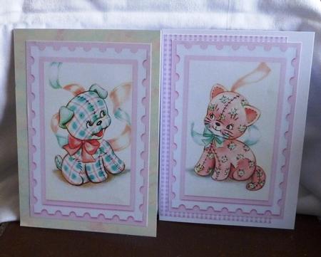 Cuddley Patchwork Kitten & Puppy Cards by Anne Jackson