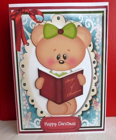 Lovely Christmas Singing Teddy  by Anne Jackson