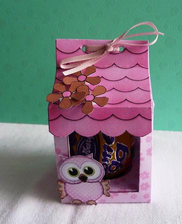 3D Little Hoot Owl Tiny Easter Egg Milk Carton or Treat Box by Anne Jackson
