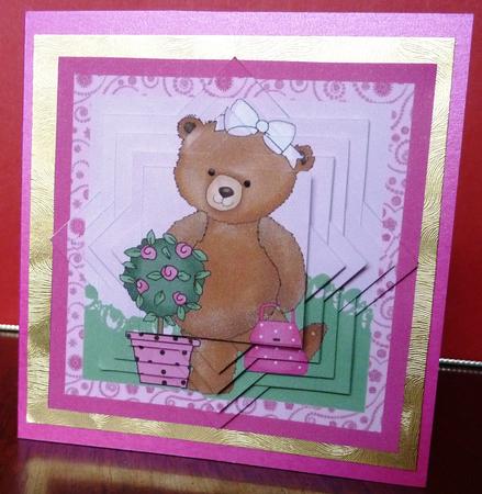Bear with Pink Bag Star Pyramid by Anne Jackson