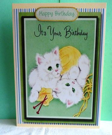 Two Cute Wite Kitties Tangled in Wool by Anne Jackson