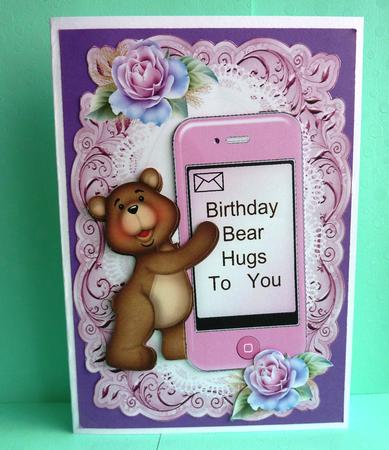 Little Teddy with Birthday Mobile, and Roses by Anne Jackson