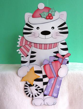 3D on the Shelf Card Kit - Christmas Cat Muffin by Anne Jackson