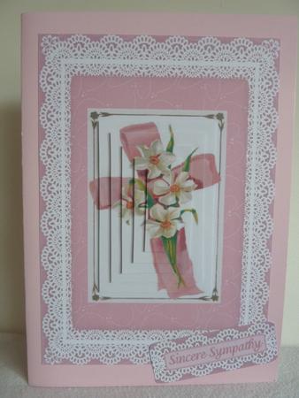 Sympathy Cross with Daffodils and Lace Pyramid Card Front by Anne Jackson