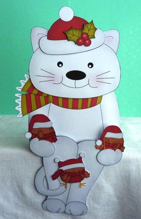 3D on the Shelf Card Kit - Christmas Cat Bella by Anne Jackson