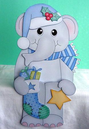3D on the Shelf Card Kit - Little Christmas Elephant by Anne Jackson