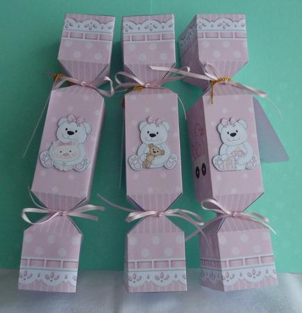 3D New Baby Girl Cracker Gift Favour Boxes by Anne Jackson
