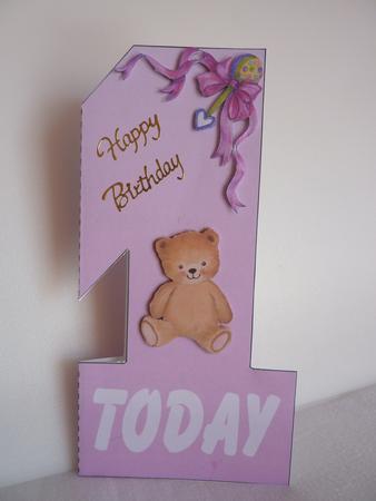 1st Birthday Shaped Card Girl by Anne Jackson