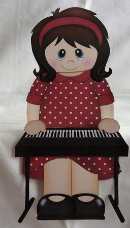 3D on the Shelf Card Kit - Little Keyboard Player Lady Isla by Anne Jackson