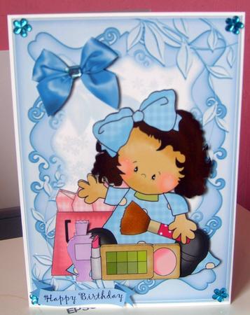 Little Makeup Girl, with Blue Bow by Anne Lawson