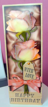 Large Dl Birthday Roses in a Box Quick Card 3D Decoupage by Anne Lawson
