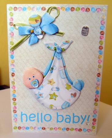 Hello Baby! - New Baby Card Front or Topper with Decoupage by Anne Lawson