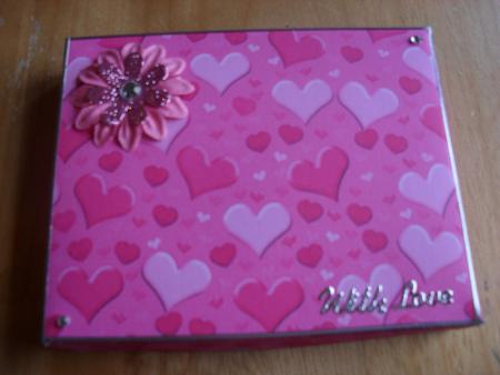 Pink and Lilac Hearts Gift Box with Lid by Anne-marie Wheeler