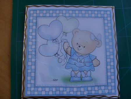 Hunney Bear Rosie has Pretty Balloons - Wavey Corner Stacker by Anne-marie Wheeler