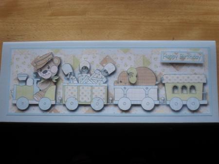Choo Choo Train Large Dl Card Front with Decoupage - Boy by Anne-marie Wheeler
