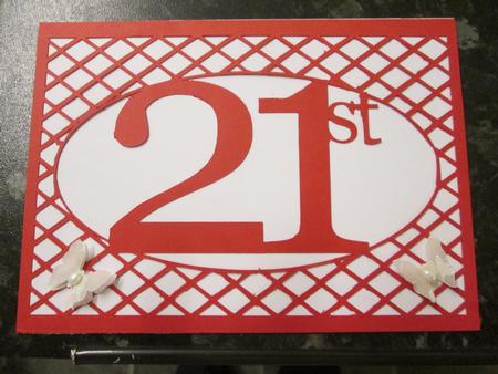21st Female Birthday Card with Lattice Work File by Anne-marie Wheeler