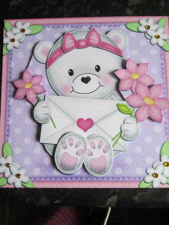 Teddy Tess's Letter Quick Card & 3D Decoupage by Anne-marie Wheeler