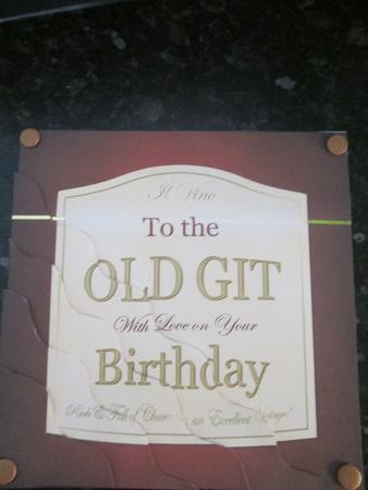 Old Git Birthday Wine Label Wavy Corner Side Stacker by Anne-marie Wheeler