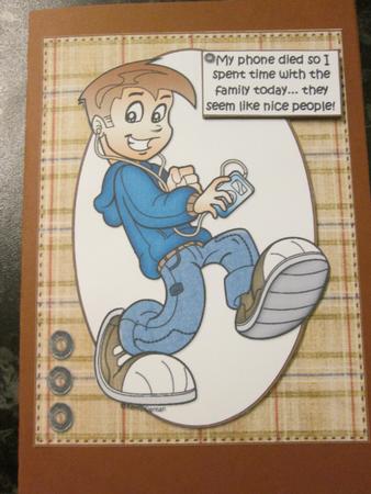 Teen Boy's Phone Has Died Quick Card by Anne-marie Wheeler