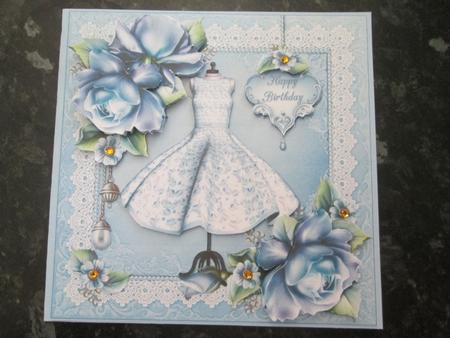 8x8 Blue Fashionista with Porcelain Roses Mini Kit by Anne-marie Wheeler