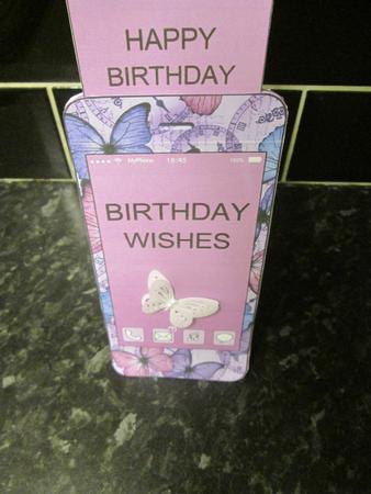 3D Smartphone Shaped Birthday Butterflies Card & Gift Card by Anne-marie Wheeler