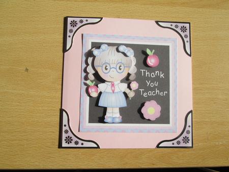 School Girl Thank You Teacher Card Topper by Anne-marie Wheeler