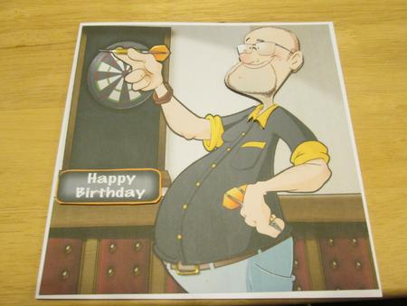 Darts Dude Black 8x8 Quick Card by Anne-marie Wheeler