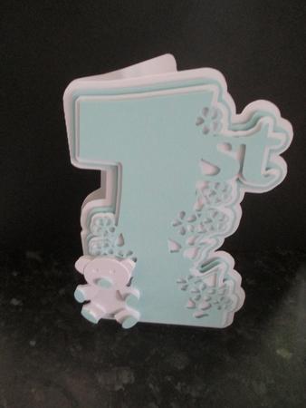 1st Birthday Card with Teddy by Anne-marie Wheeler