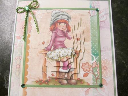 Autumn Girl Card with Shaped Layers for Depth by Anne-marie Wheeler