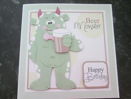 Beer Monster Birthday/fathers Day Card Topper by Anne-marie Wheeler