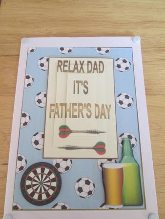 Relax Dad It's Father's Day Pyramid Card Front 2 by Anne-marie Wheeler