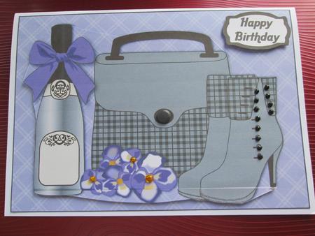 Plaid Handbag, Boots, Purple Flowers & Bubbly by Anne-marie Wheeler