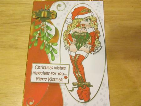 Xmas Hottie Merry Kissmas Quick Card by Anne-marie Wheeler