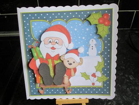 8x8 Xmas Sledging Santa Mini Kit 3D Decoupage by Anne-marie Wheeler