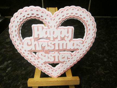 Christmas Heart Sister Card Topper / Hanging Ornament by Anne-marie Wheeler
