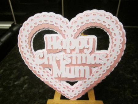 Christmas Heart Mum Card Topper / Hanging Ornament by Anne-marie Wheeler
