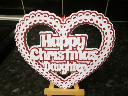 Christmas Heart Daughter Card Topper / Hanging Ornament by Anne-marie Wheeler
