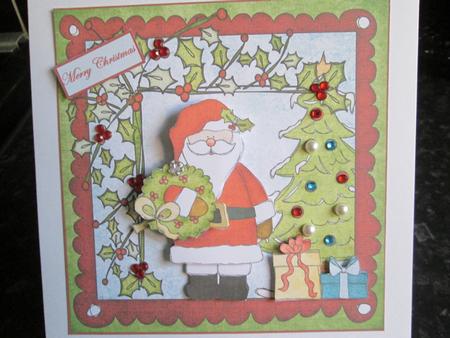 Santa and His Christmas Tree Card by Anne-marie Wheeler