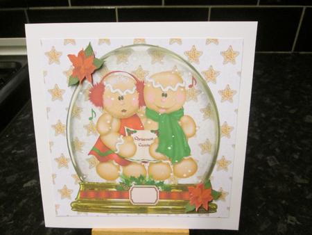 Gingerbread Carol Singers in Snowdome with Cookies 8x8 by Anne-marie Wheeler
