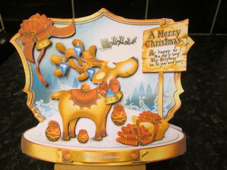 Cute Christmas Reindeer in Winter by Anne-marie Wheeler