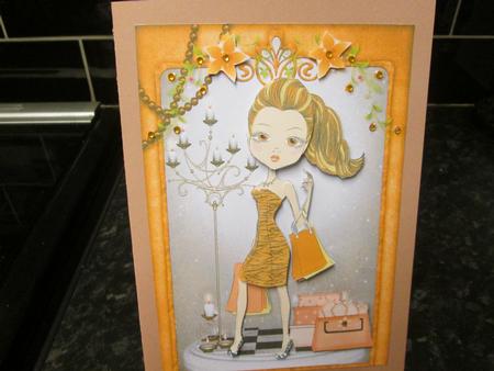 Teen Fashionista! Shopaholic Card Front and Decoupage by Anne-marie Wheeler