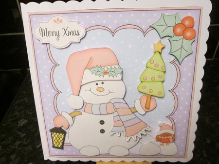 8x8 Christmas Snowman Oli's Tree Mini Kit 3D Decoupage by Anne-marie Wheeler