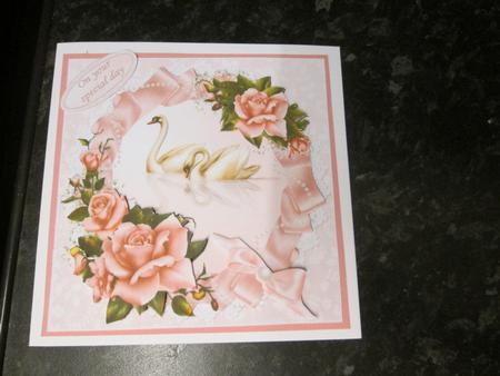 Swans and Roses Anniversary Quick Card by Anne-marie Wheeler