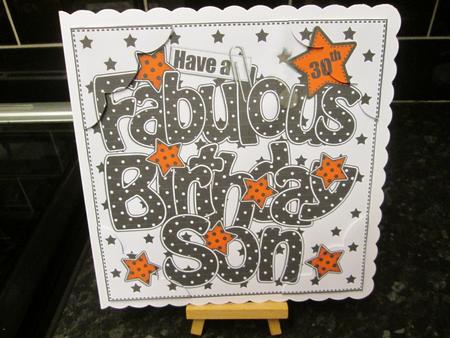 8 x 8 30th Birthday Son Scalloped Corner Topper by Anne-marie Wheeler