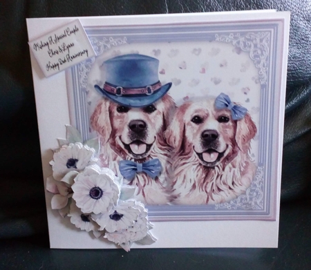 GOLDEN RETRIEVER COUPLE 7.5 Decoupage & Insert Card Kit by Anne McIntyre