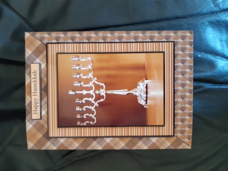 Hanukkah A5 Pyramid Card Front by Anne McIntyre