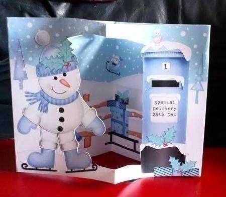 3D Skating Snowman Christmas Open View Card Kit by Anne McIntyre