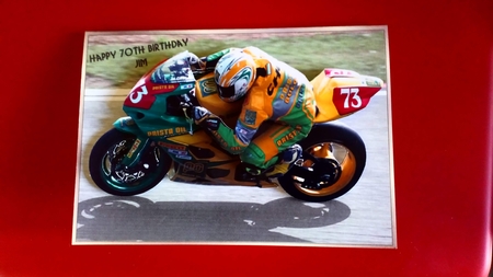 Hold Tight Motor Bike! Decoupaged Topper by Anne McIntyre
