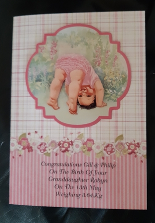 New Baby Girl Card Topper & Decoupage by Anne McIntyre